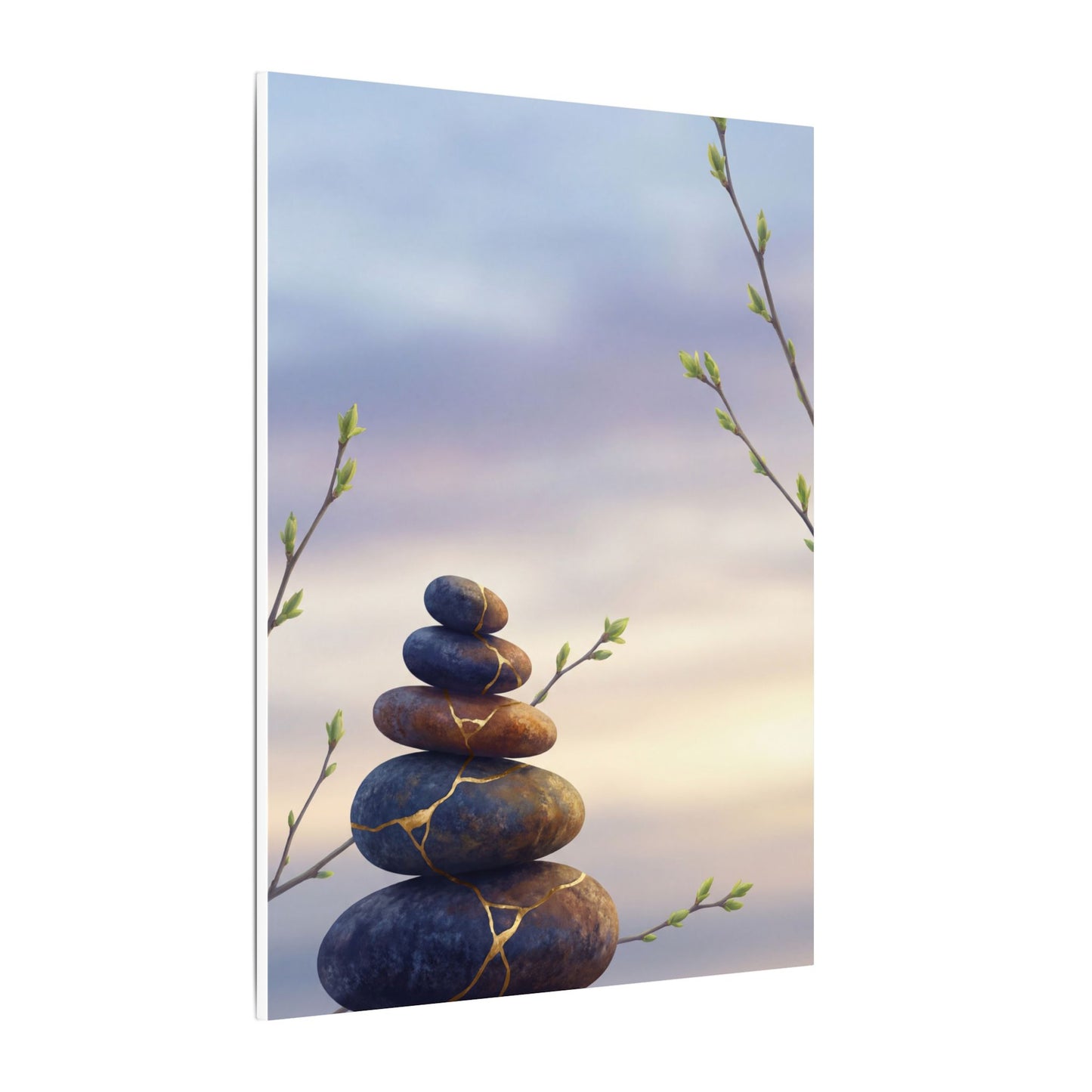 Spring River Stones Gold Vein Canvas Art | Philosophical Decor