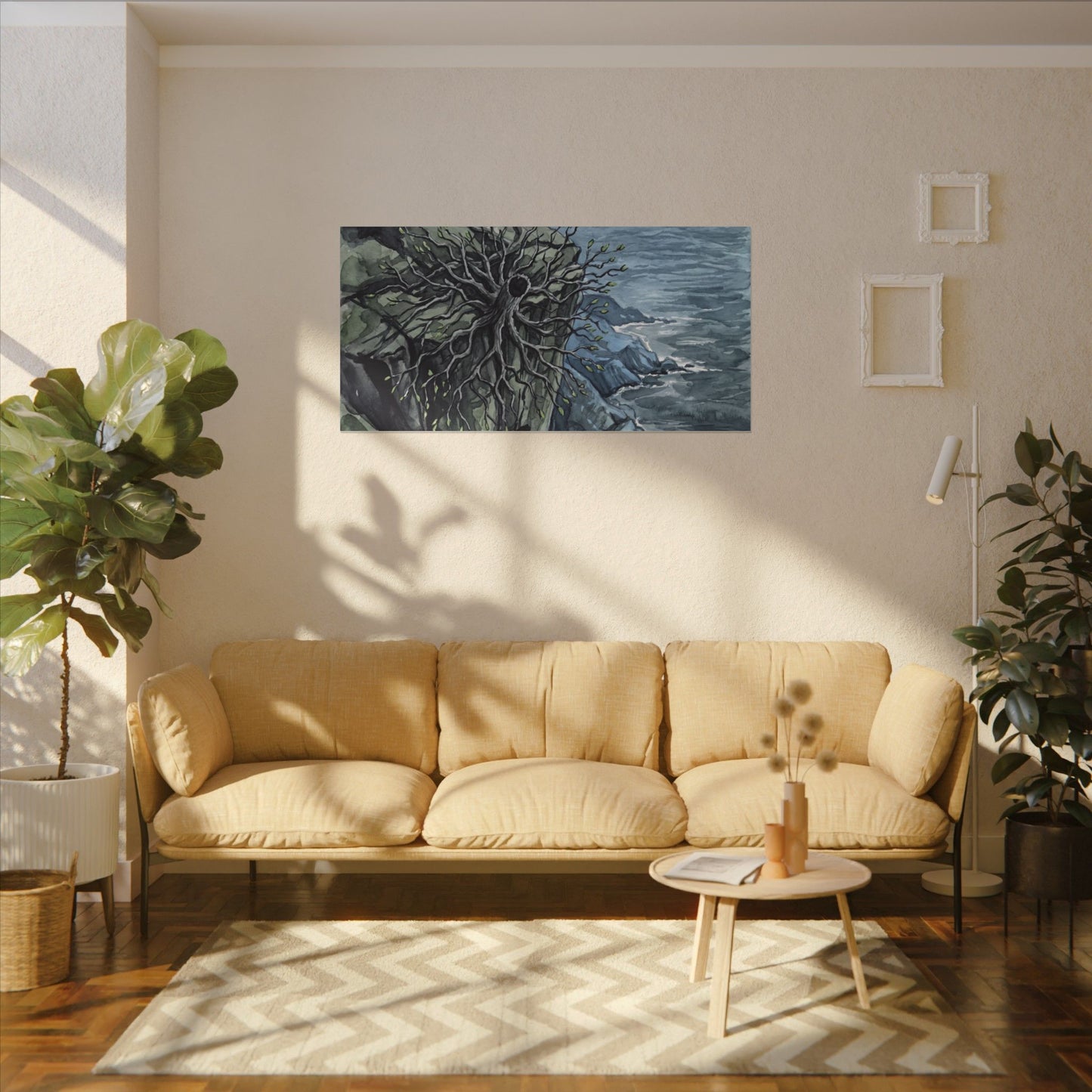 Pine Tree Spring Canvas Art | Japandi Neutral Design
