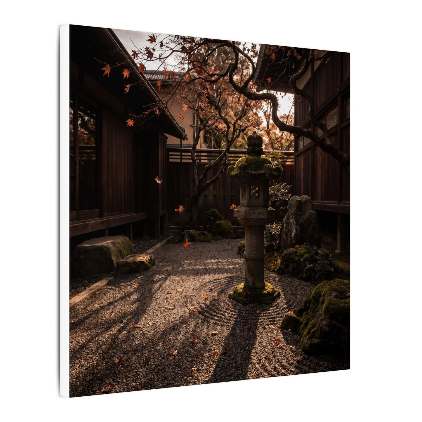 Seijaku Stone Lantern Canvas Art - Dark Japandi Shadow Zen