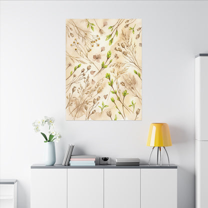 Spring Dried Flowers Watercolor Canvas Art | Earthy Decor