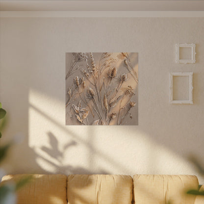 Japandi Dried Flowers in Golden Hour | Watercolor Canvas Art