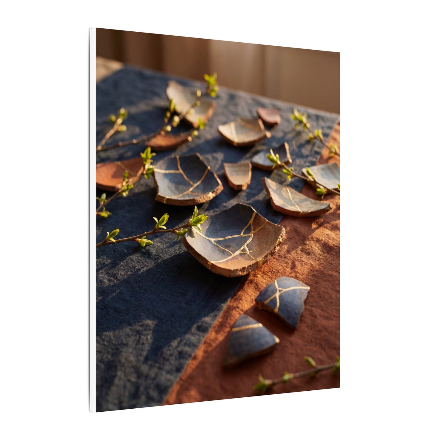 Spring Broken Pottery Gold Vein Canvas Art | Philosophical Decor