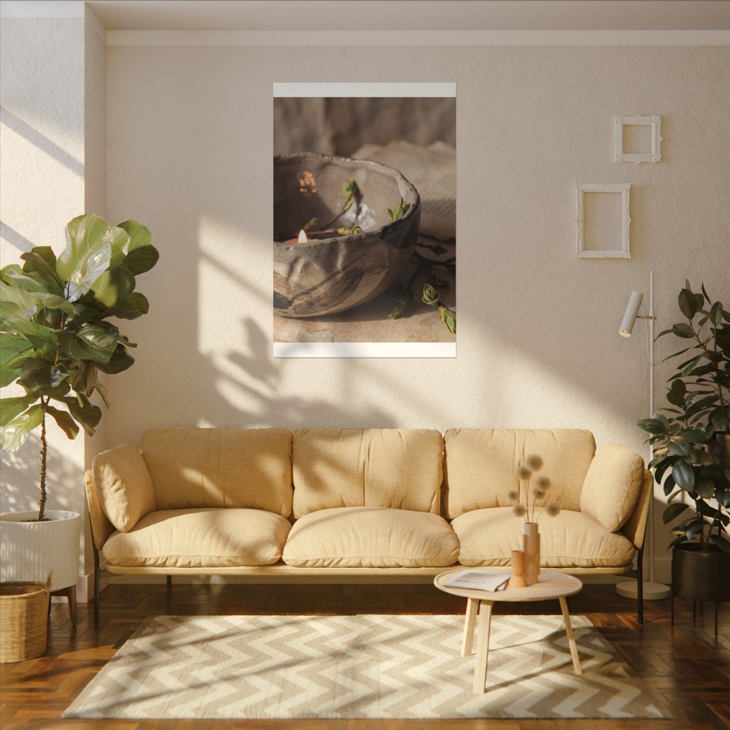 Candlelight Ceramic Bowl Canvas Art - Japandi Ma