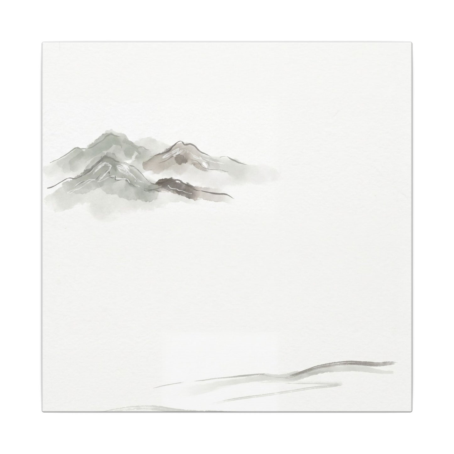Winter Mountain Mist Minimal Line Canvas Art | Elegant Decor
