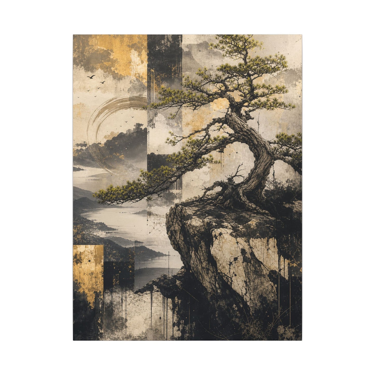 Golden Hour Pine Tree Canvas Art - Japandi Datsuzoku
