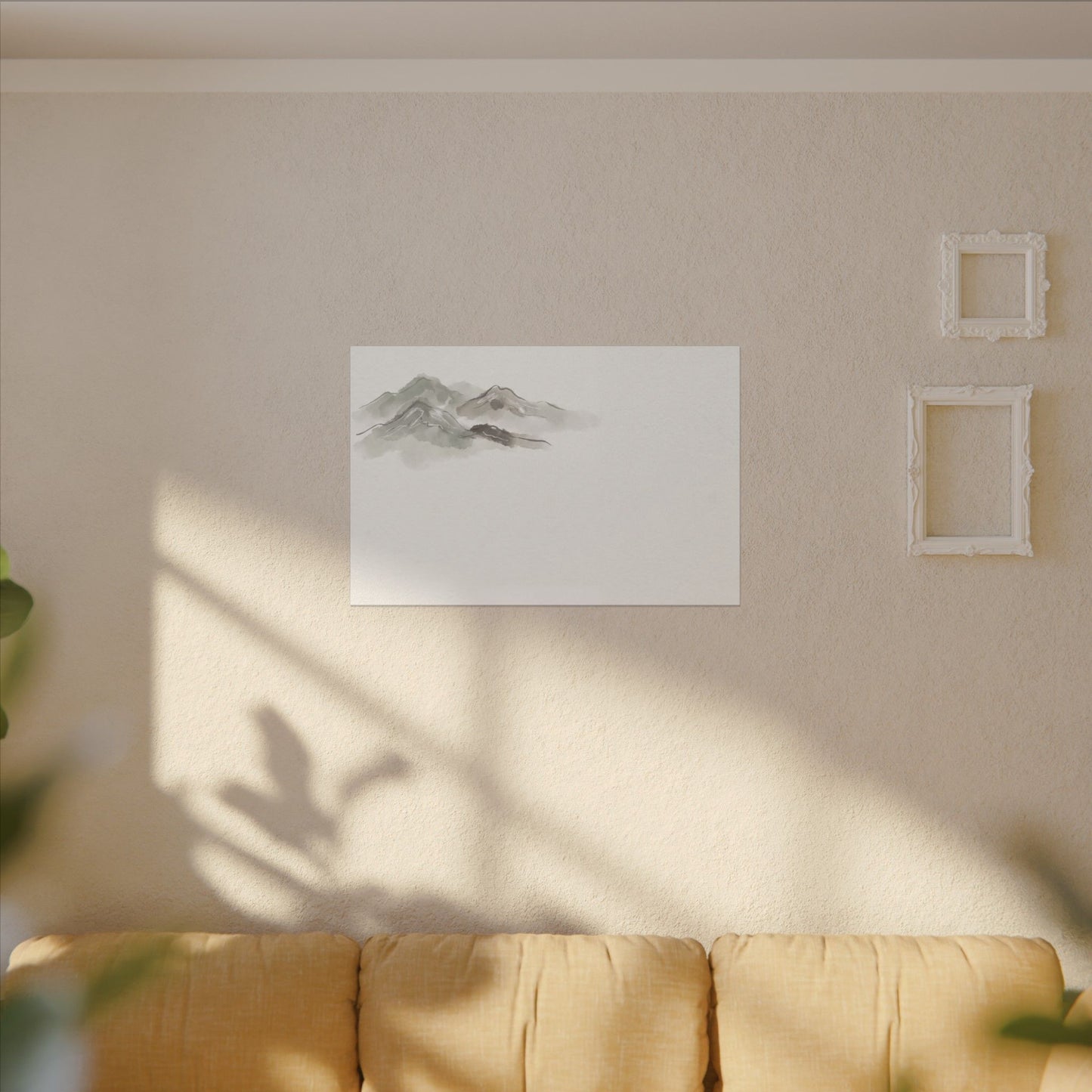 Winter Mountain Mist Minimal Line Canvas Art | Elegant Decor