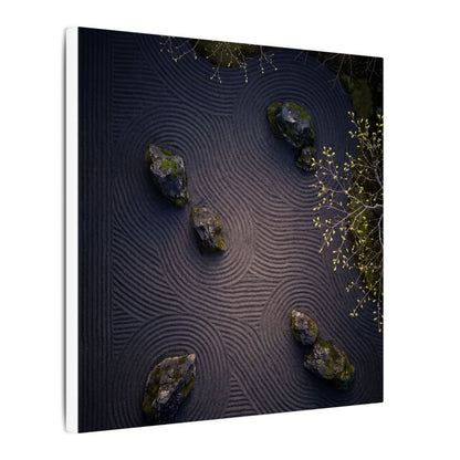 Dark Japandi Rock Garden in Dawn | Shadow Zen Canvas Art