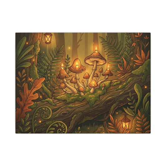 Wild Mushrooms Summer Canvas Art | Cottagecore Rustic Design Art Print
