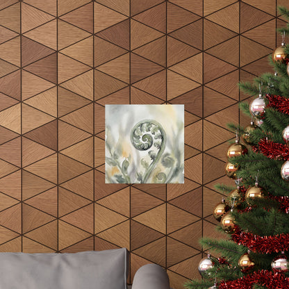 Fern Unfurling Watercolor Wall Art Print | Earthy Japandi Art