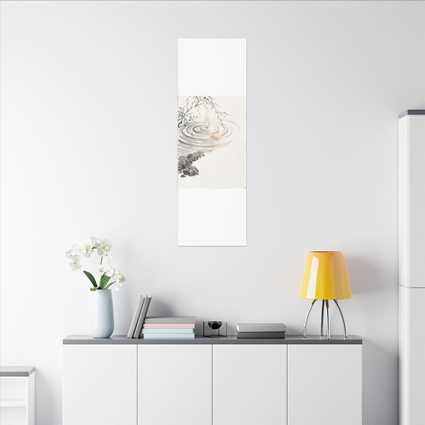 Water Ripple Sumi E Canvas Art | Tranquil Zen Art
