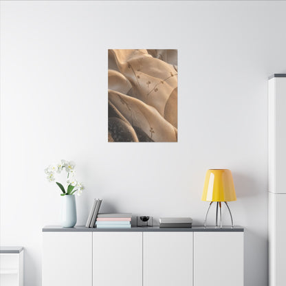Japandi Silk Drape in Golden Hour | Japanese Pattern Canvas Art