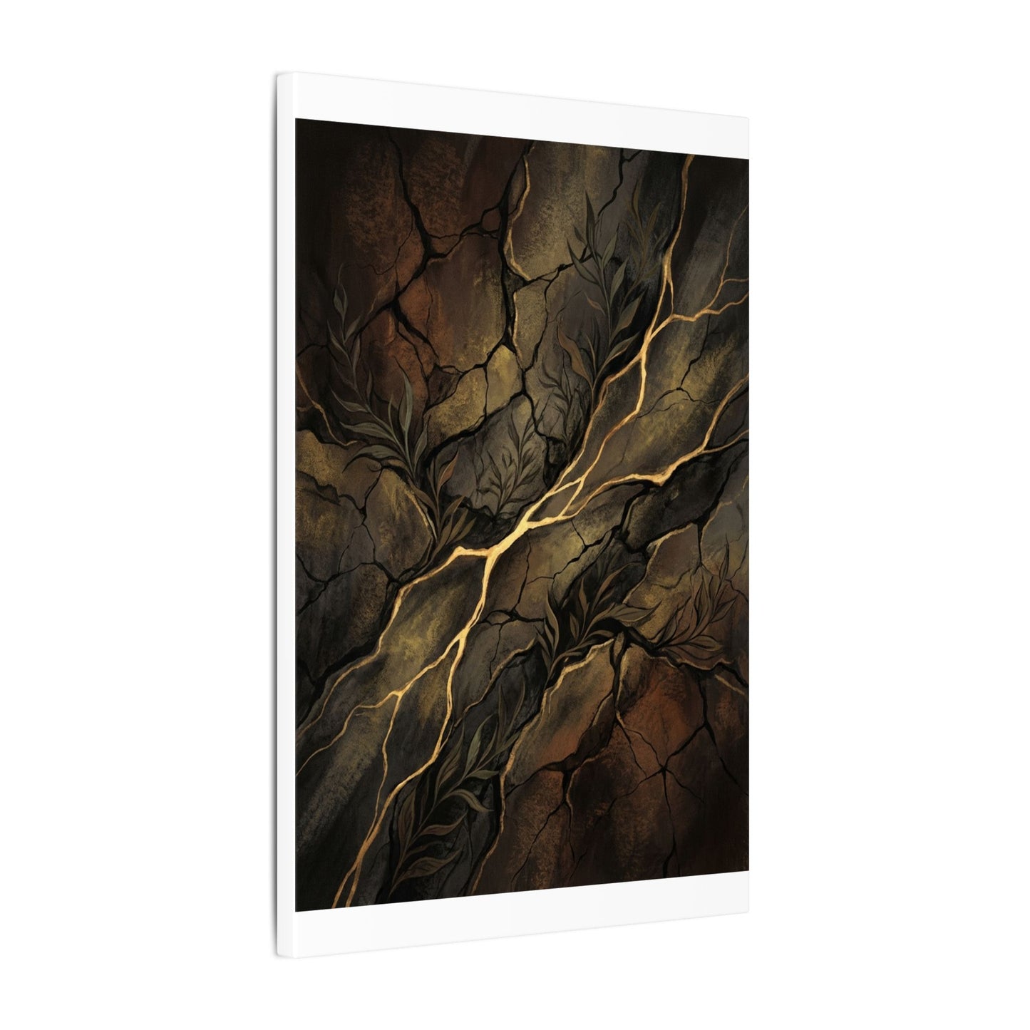 Cracked Earth Charcoal Ink Canvas Art | Bold Dark Japandi Art
