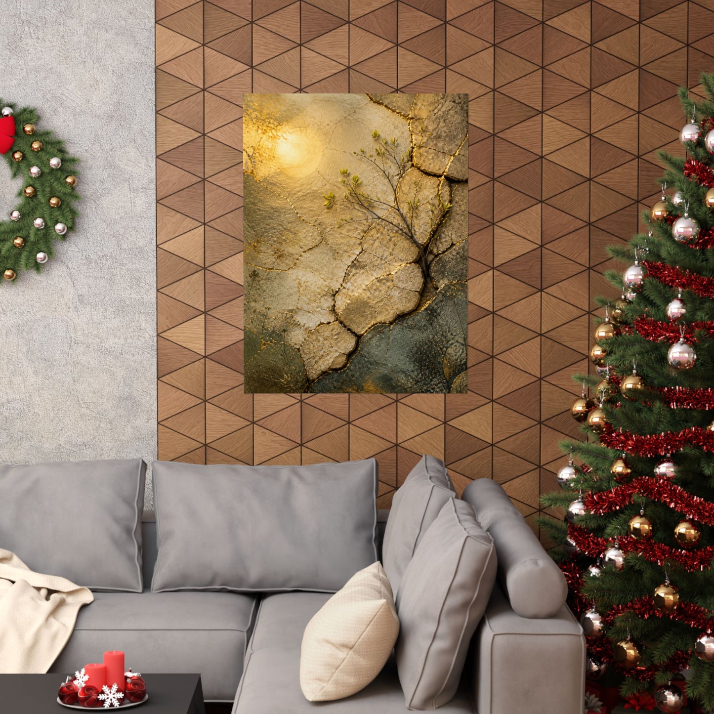 Cracked Earth Texture Wall Art Print | Earthy Japandi Art