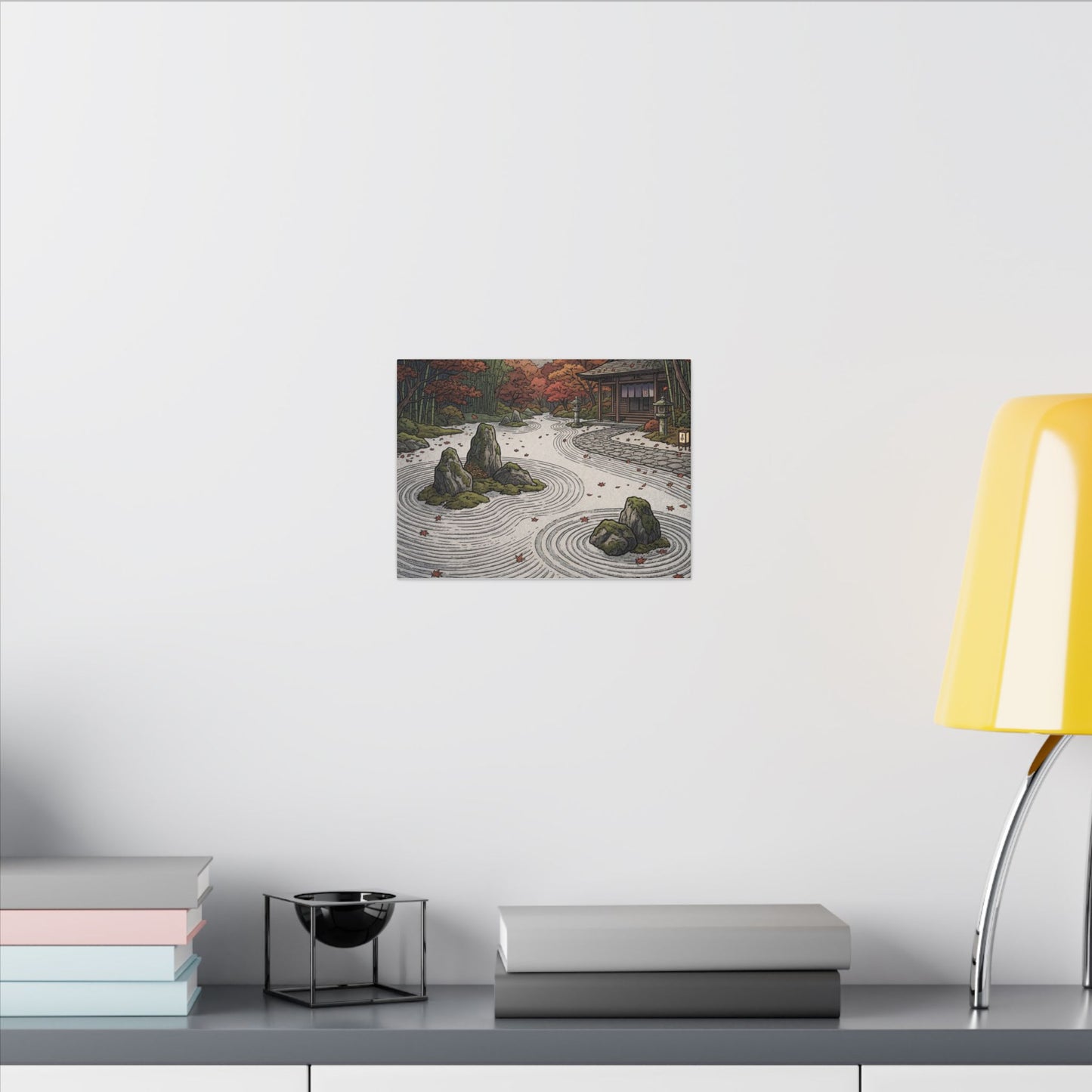 Autumn Rock Garden Ukiyo E Inspired Canvas Art | Peaceful Decor