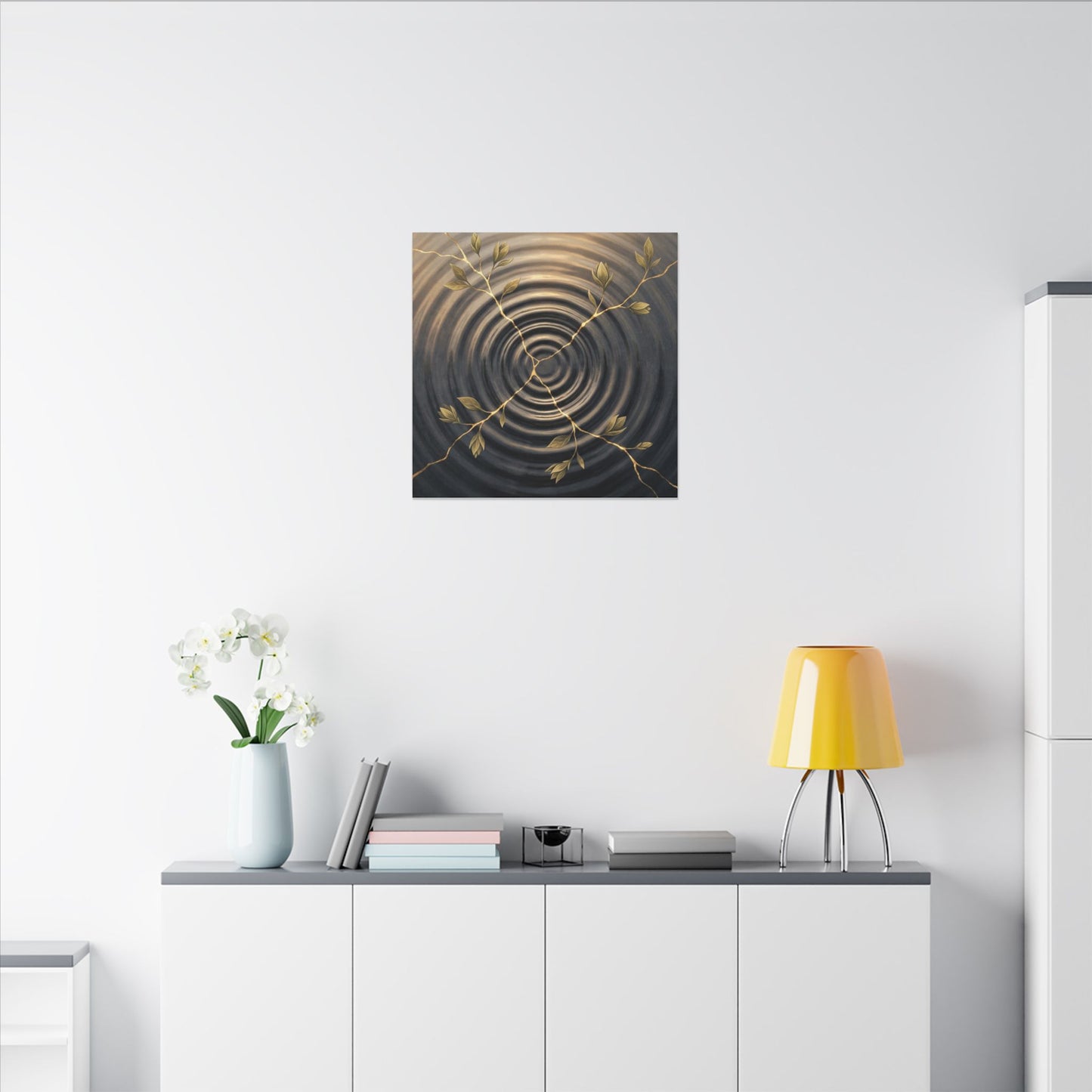 Kanso Water Ripple Canvas Art - Kintsugi Gold Vein