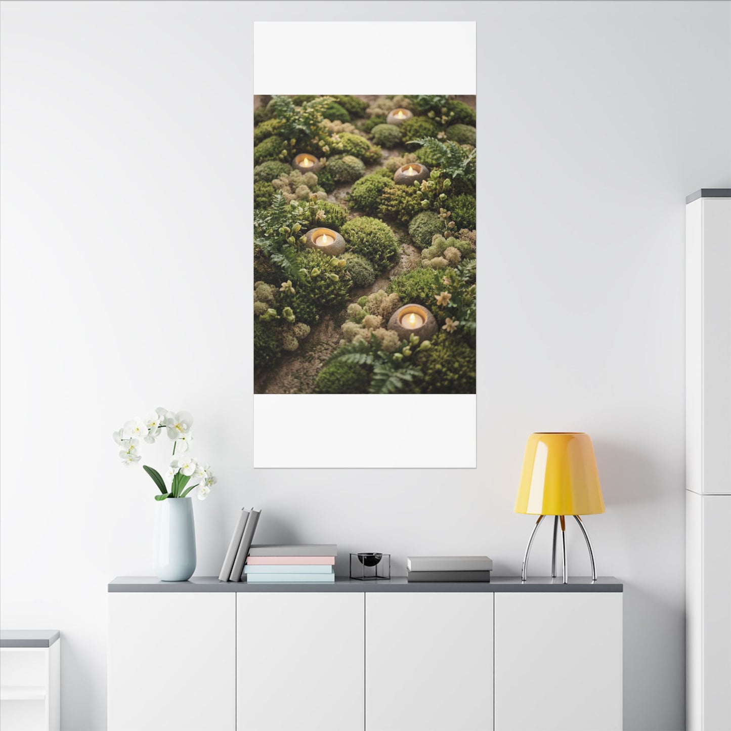 Moss Close Up Japanese Pattern Canvas Art | Neutral Japandi Art