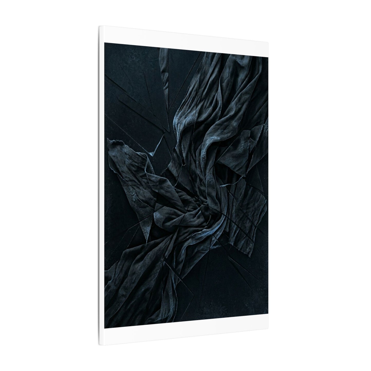 Dark Japandi Silk Drape in Moonlight | Moody Minimal Canvas Art