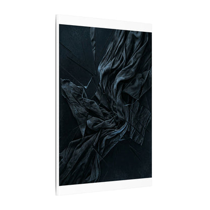 Dark Japandi Silk Drape in Moonlight | Moody Minimal Canvas Art