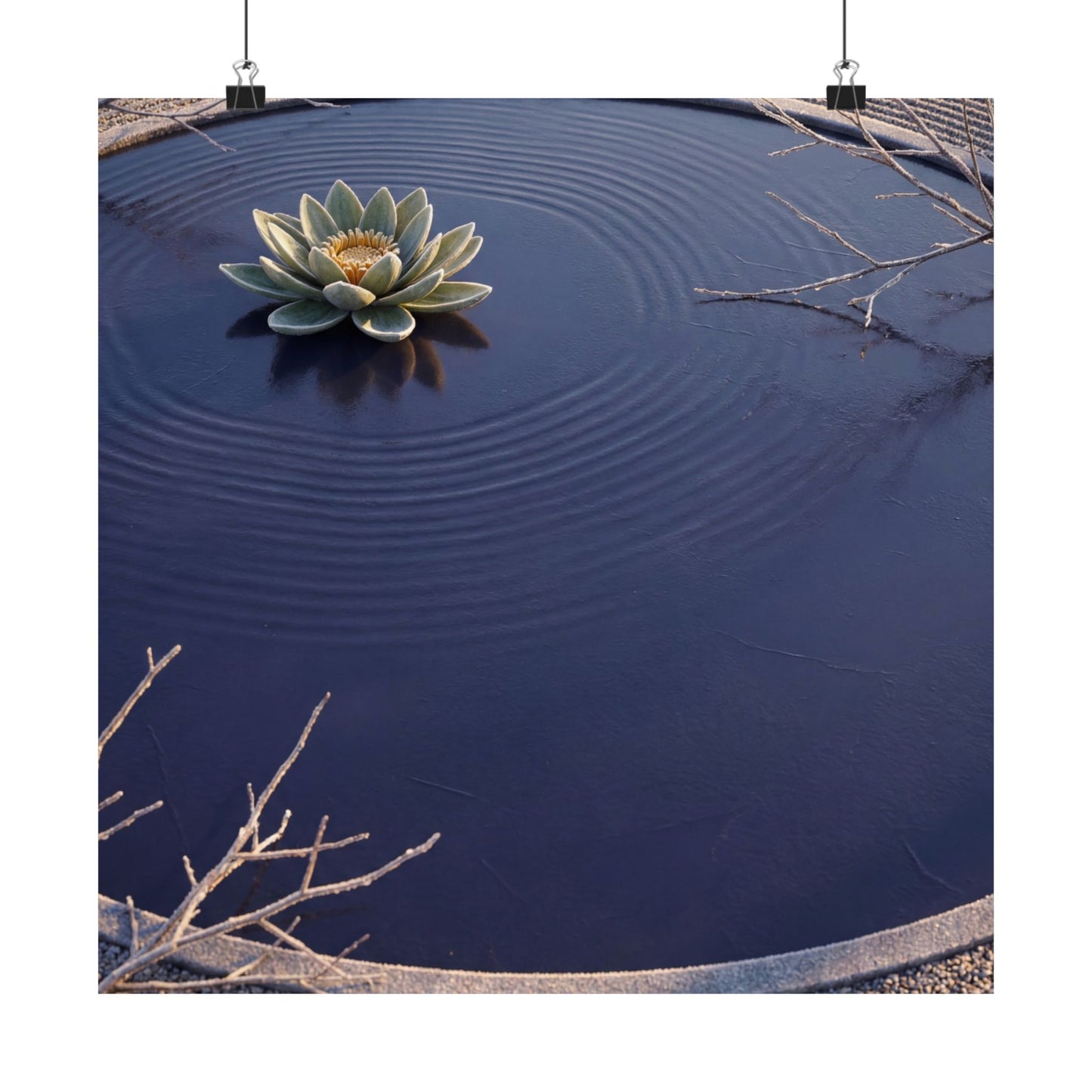 Lotus Flower Karesansui Wall Art Print | Tranquil Zen Art