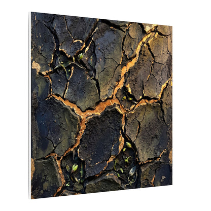 Cracked Earth Spring Canvas Art | Dark Japandi Atmospheric Design