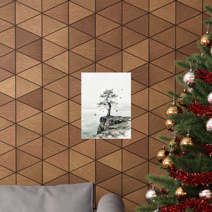 Autumn Pine Tree Watercolor Wall Art Print | Earthy Decor