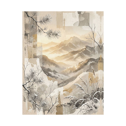 Mountain Mist Japanese Pattern Wall Art Print | Earthy Japandi Art