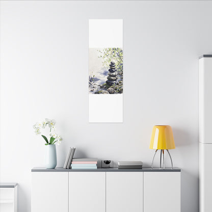River Stones Sumi E Canvas Art | Serene Zen Art