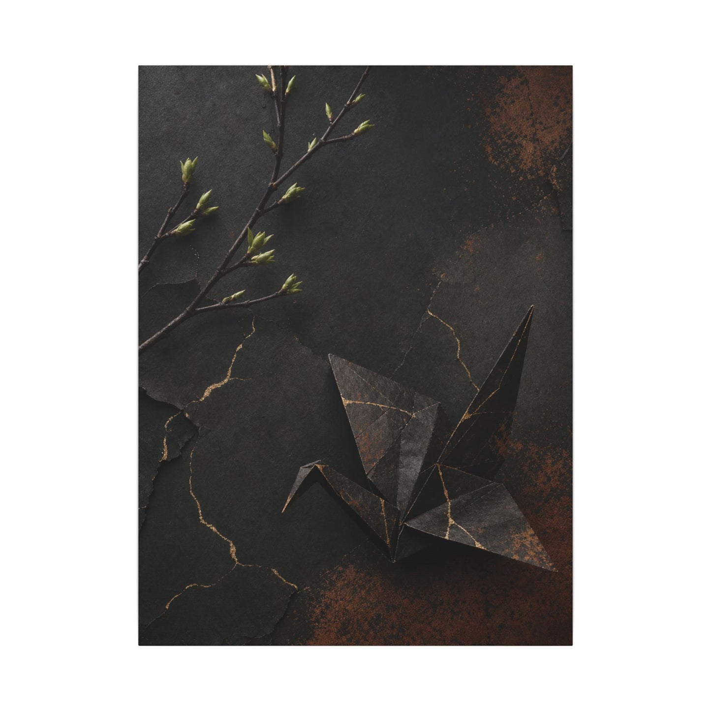 Paper Fold Canvas Art | Spring Kintsugi Broken Beauty Art