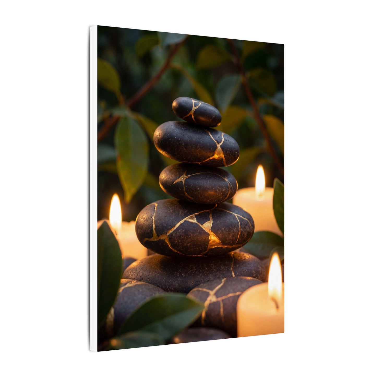 Summer River Stones Gold Vein Canvas Art | Philosophical Decor