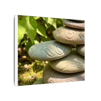 River Stones Summer Canvas Art | Japandi Earthy Design