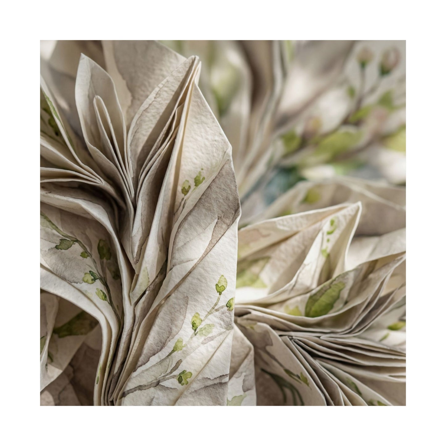 Spring Paper Fold Watercolor Wall Art Print | Neutral Decor