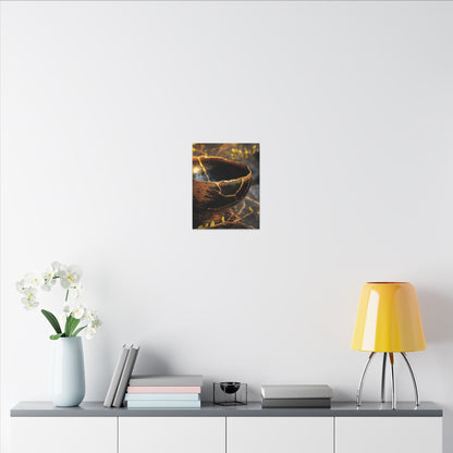 Kintsugi Ceramic Bowl in Golden Hour | Gold Vein Canvas Art
