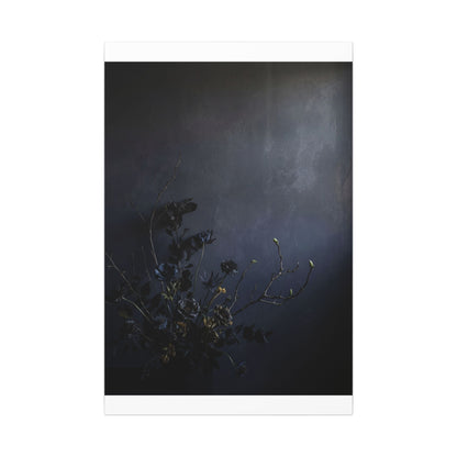 Dried Flowers Spring Canvas Art | Dark Japandi Moody Design