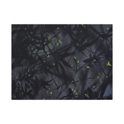 Shadow Play Spring Canvas Art | Dark Japandi Atmospheric Design