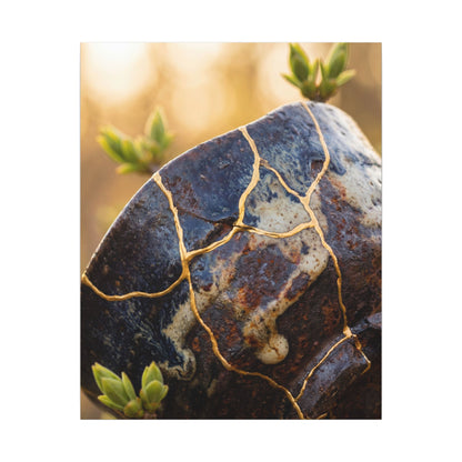 Fukinsei Rust Patina Canvas Art - Kintsugi Gold Repair