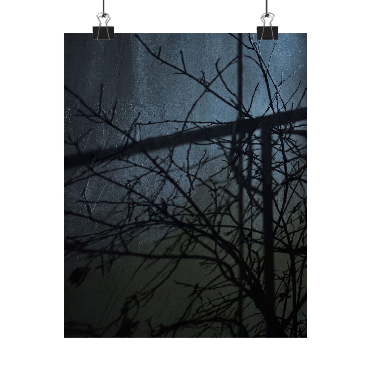 Shadow Play Winter Wall Art Print | Dark Japandi Luxurious Design