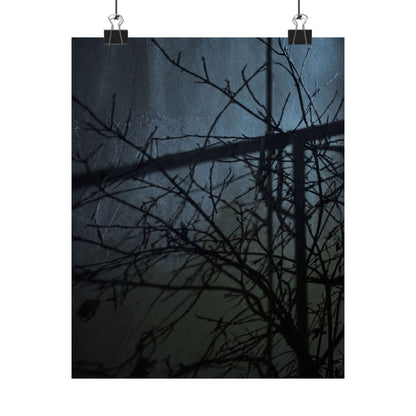 Shadow Play Winter Wall Art Print | Dark Japandi Luxurious Design