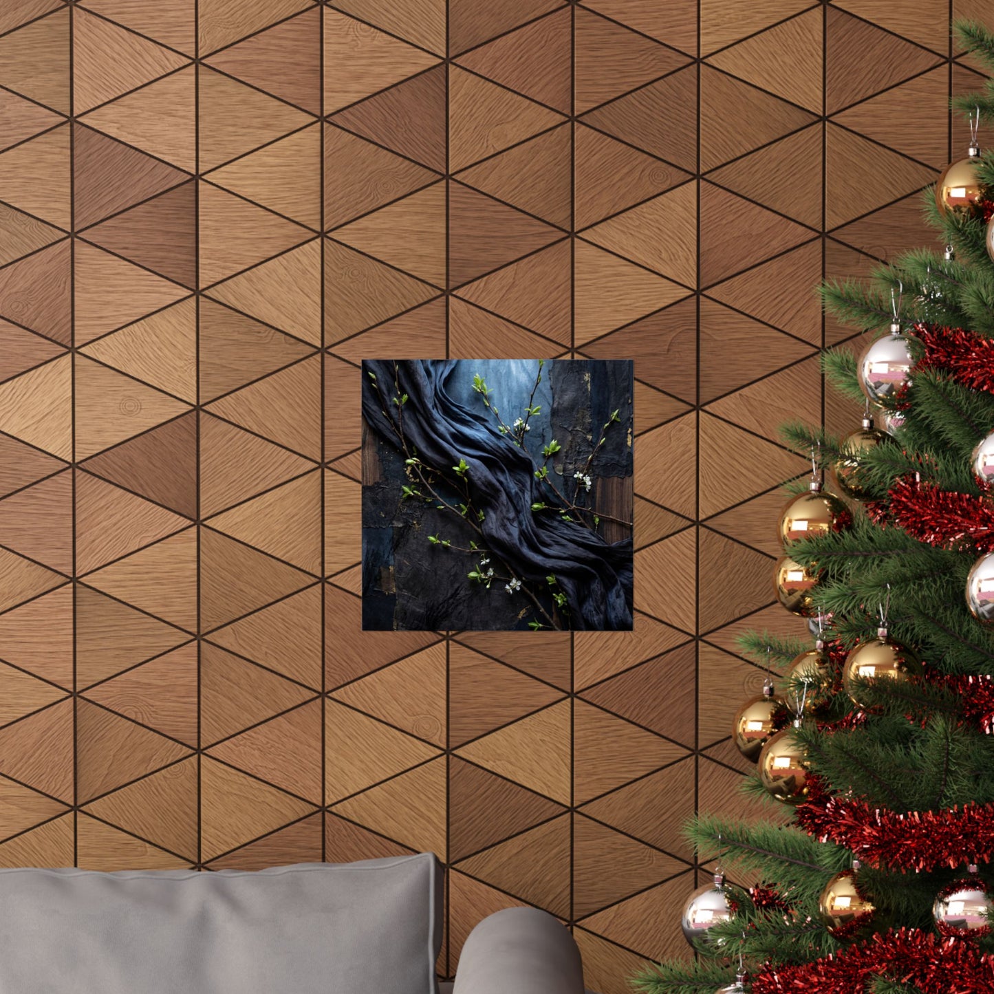 Moonlight Silk Drape Wall Art Print - Dark Japandi Datsuzoku