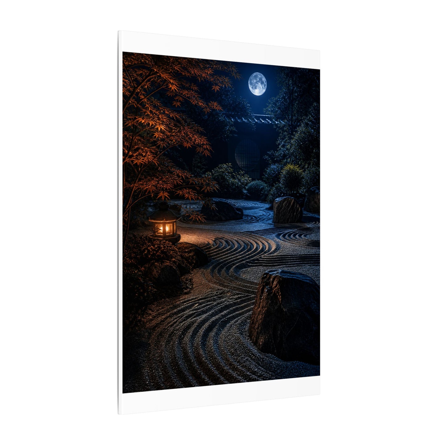 Summer Rock Garden Shadow Zen Canvas Art | Moody Decor