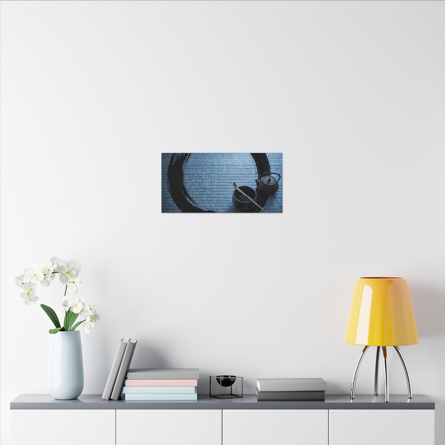 Winter Tea Ceremony Enso Canvas Art | Peaceful Decor