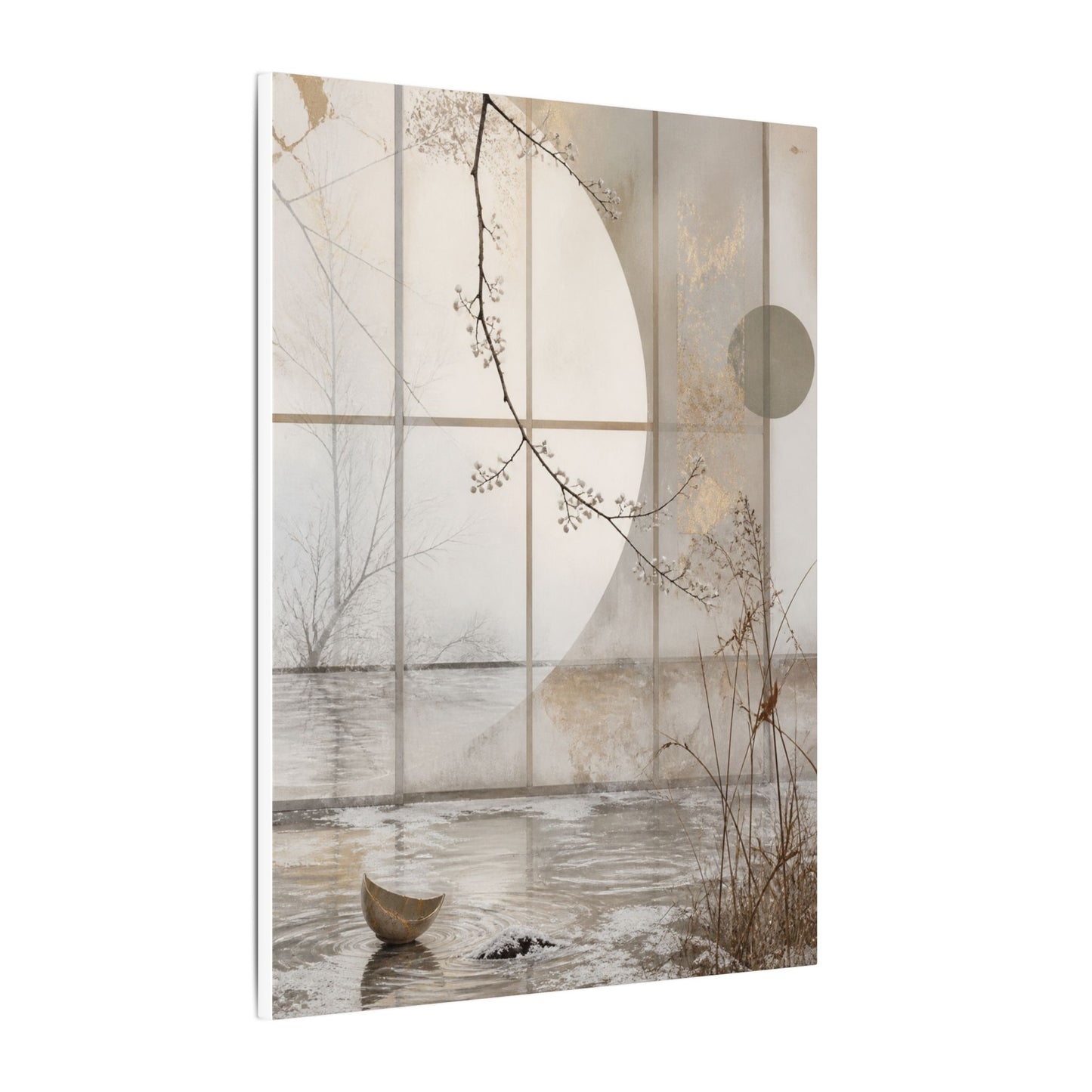 Winter Shoji Screen Japanese Pattern Canvas Art | Elegant Decor