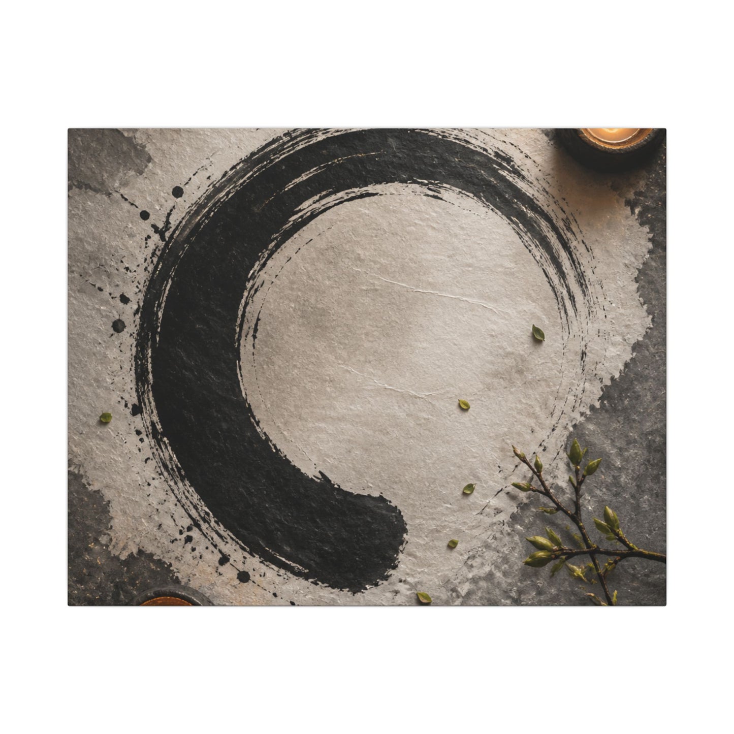Candlelight Ink Brushstroke Canvas Art - Zen Ma