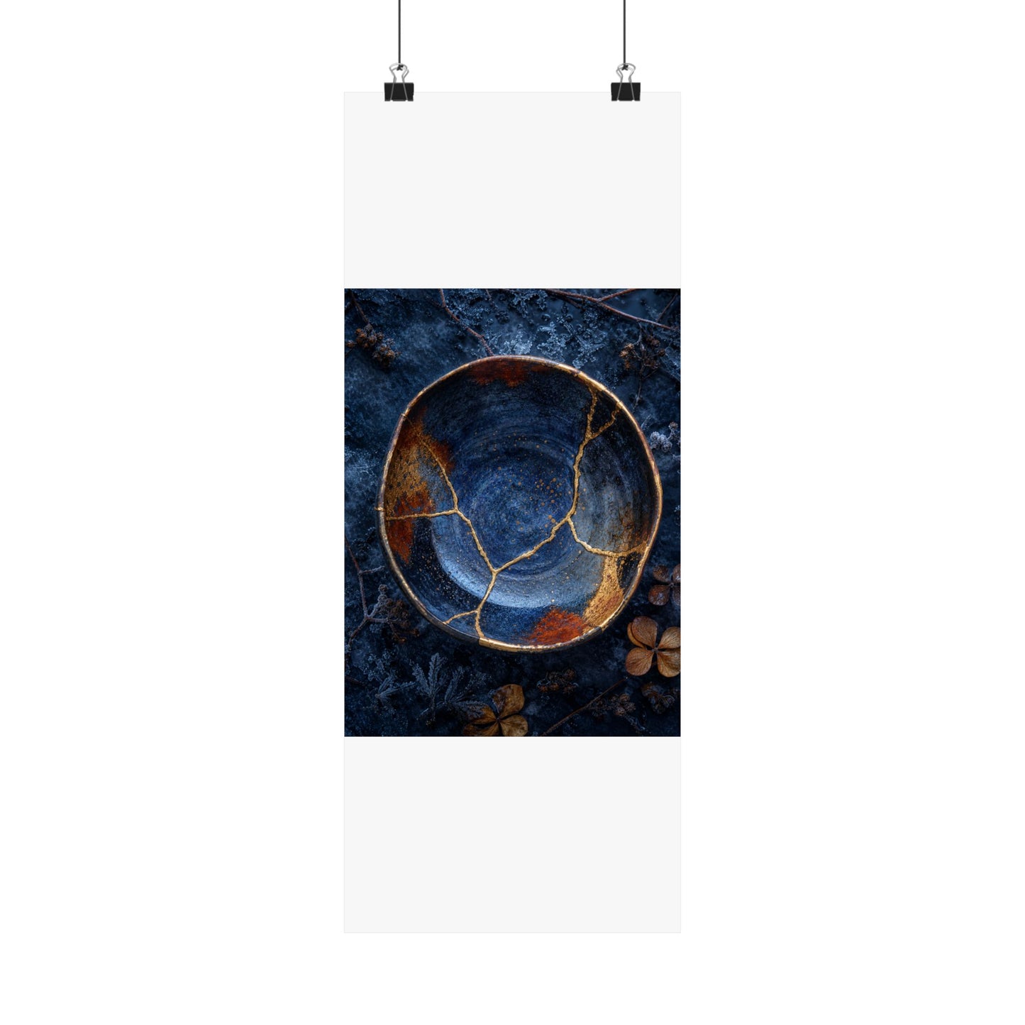 Fukinsei Ceramic Bowl Wall Art Print - Kintsugi Crackle Gold