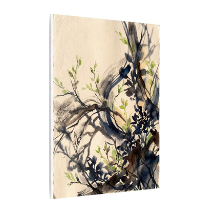 Ma Shadow Play Canvas Art - Dark Japandi Charcoal Ink