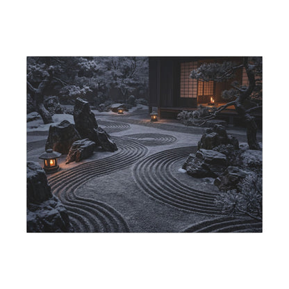 Candlelight Rock Garden Canvas Art - Dark Japandi Fukinsei Art Print