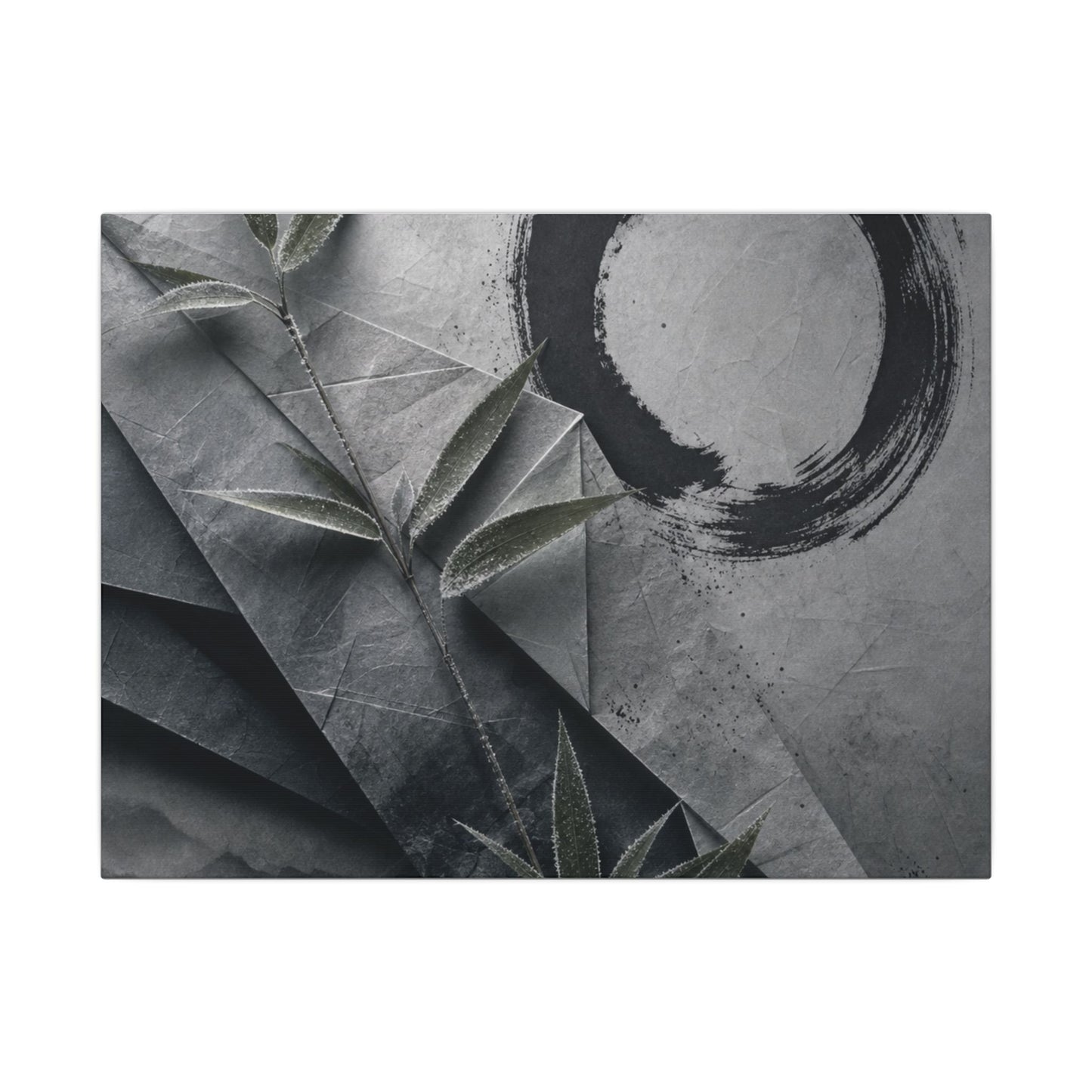 Winter Paper Fold Enso Canvas Art | Serene Decor