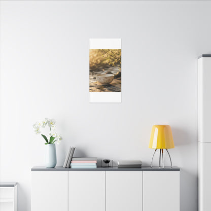 Neutral Ceramic Bowl Canvas Art - Japanese Pattern Japandi