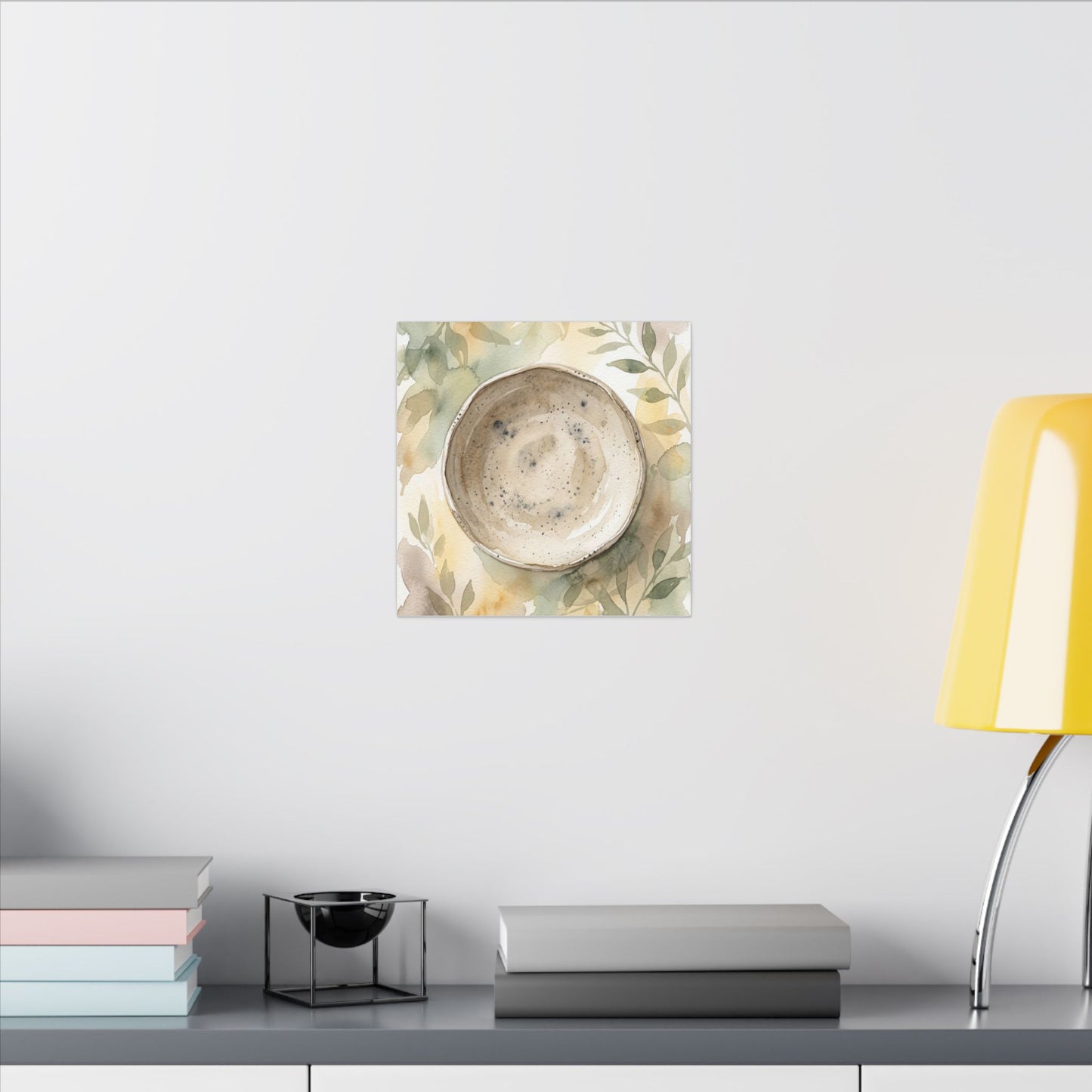 Ceramic Bowl Watercolor Canvas Art | Warm Japandi Art