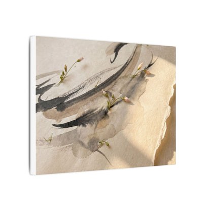 Ink Brushstroke Watercolor Canvas Art | Neutral Japandi Art