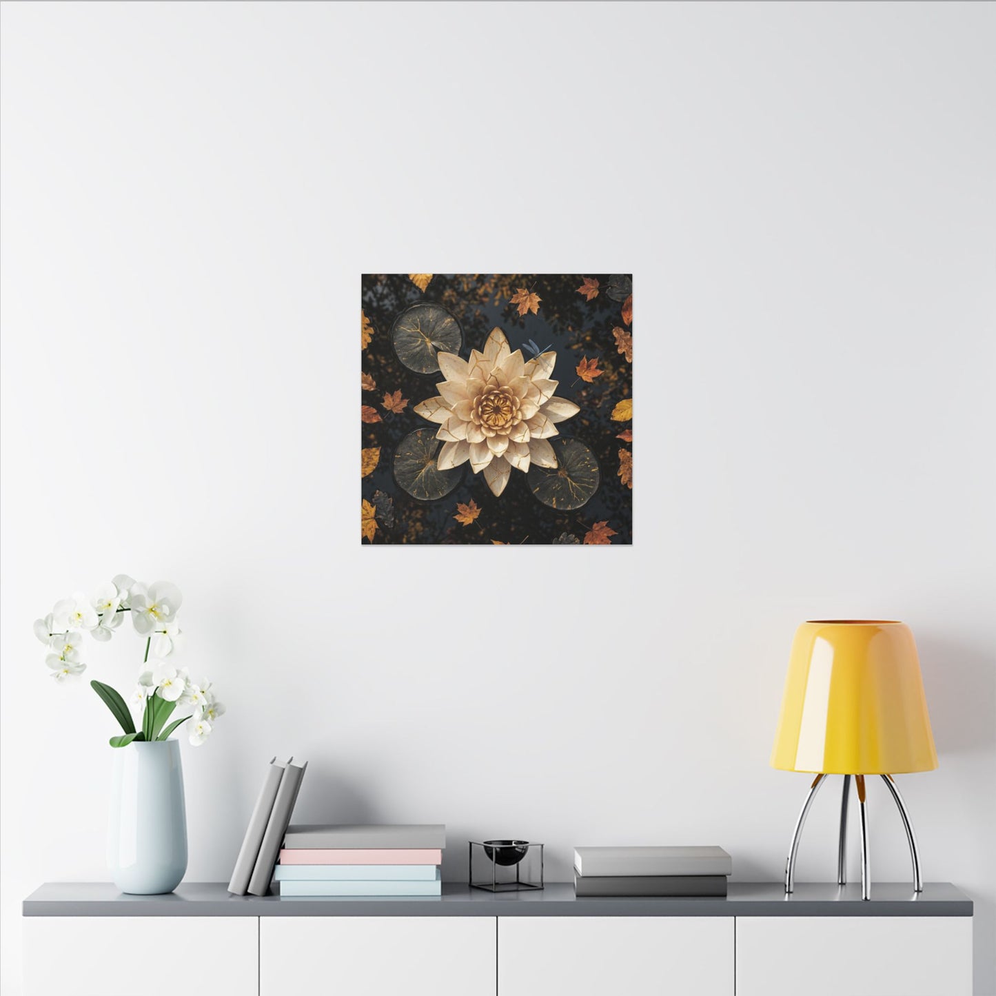 Healing Lotus Flower Canvas Art - Gold Repair Kintsugi